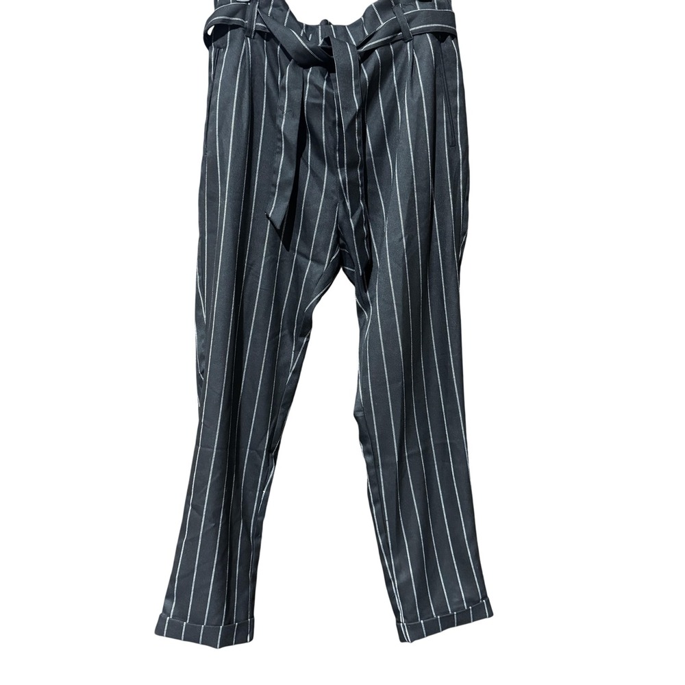 Ellelauri Pants Womens Medium Pinstripe Belted Trousers Work Office Dressy